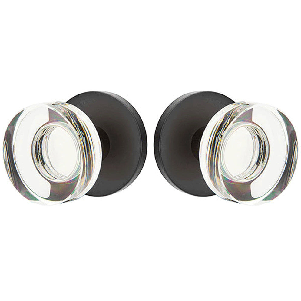 ##Antique Hardware## Modern Disc Crystal Door Knob Set With Disk Rosette (Several Finish Options)