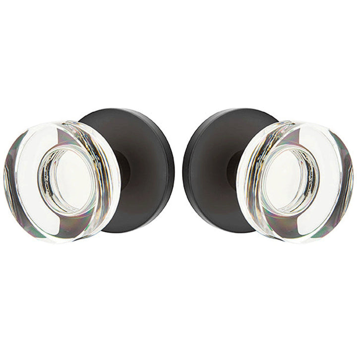 ##Antique Hardware## Modern Disc Crystal Door Knob Set With Disk Rosette (Several Finish Options)