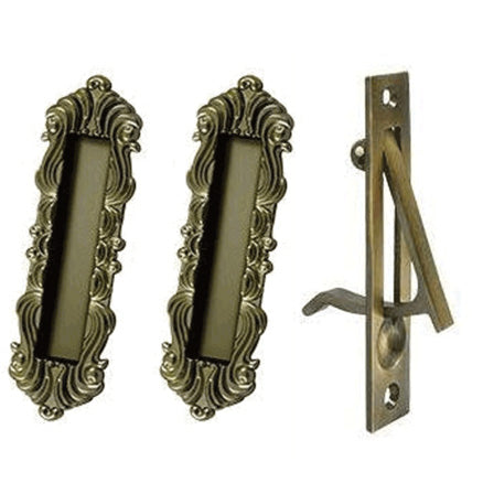 ##Antique Hardware## Victorian Style Heavy Duty Single Pocket Passage Style Door Set (Several Finishes Available)