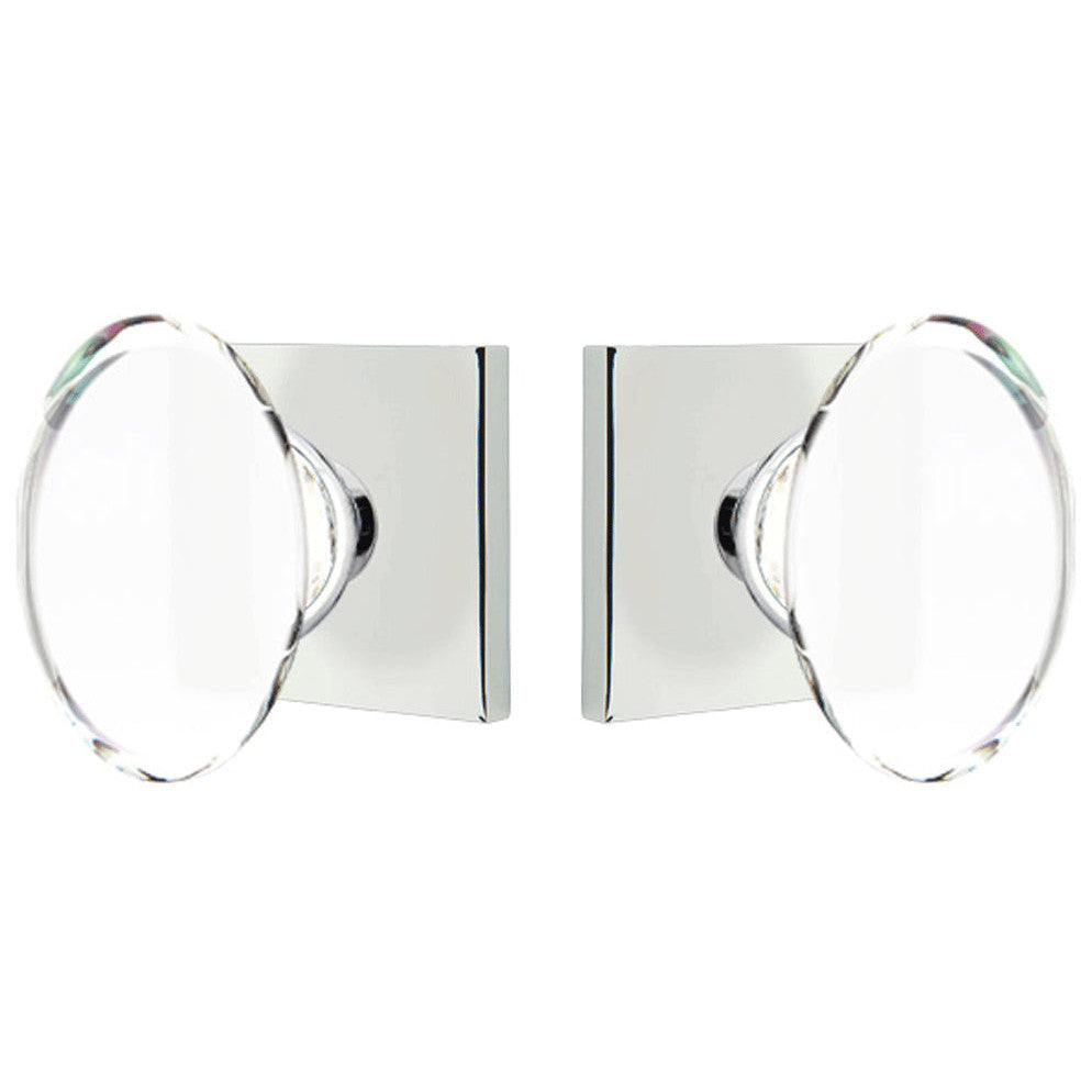 Antique Hardware Crystal Hampton Door Knob Set With Square Rosette (Several Finish Options) EMTEK GLASS CRYSTAL HAMPTON DOOR KNOB