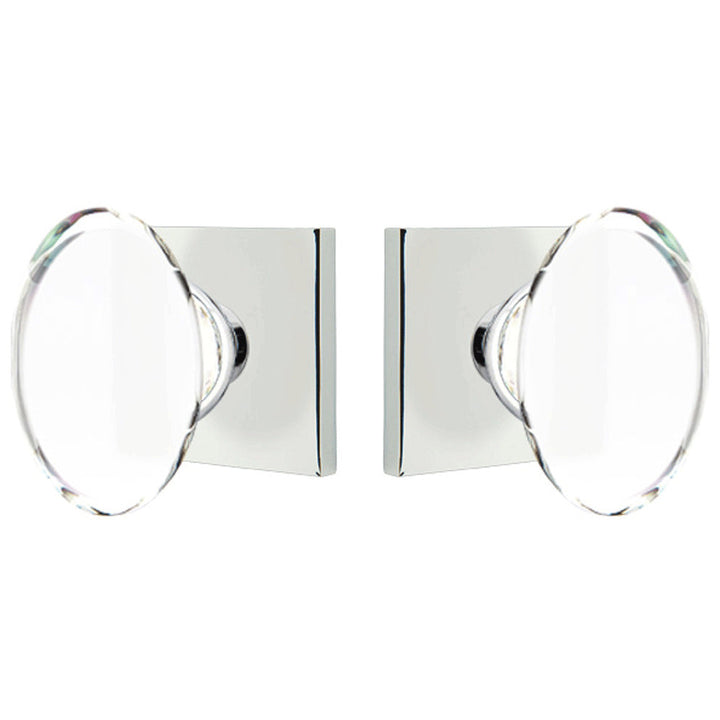 Antique Hardware Crystal Hampton Door Knob Set With Square Rosette (Several Finish Options) EMTEK GLASS CRYSTAL HAMPTON DOOR KNOB