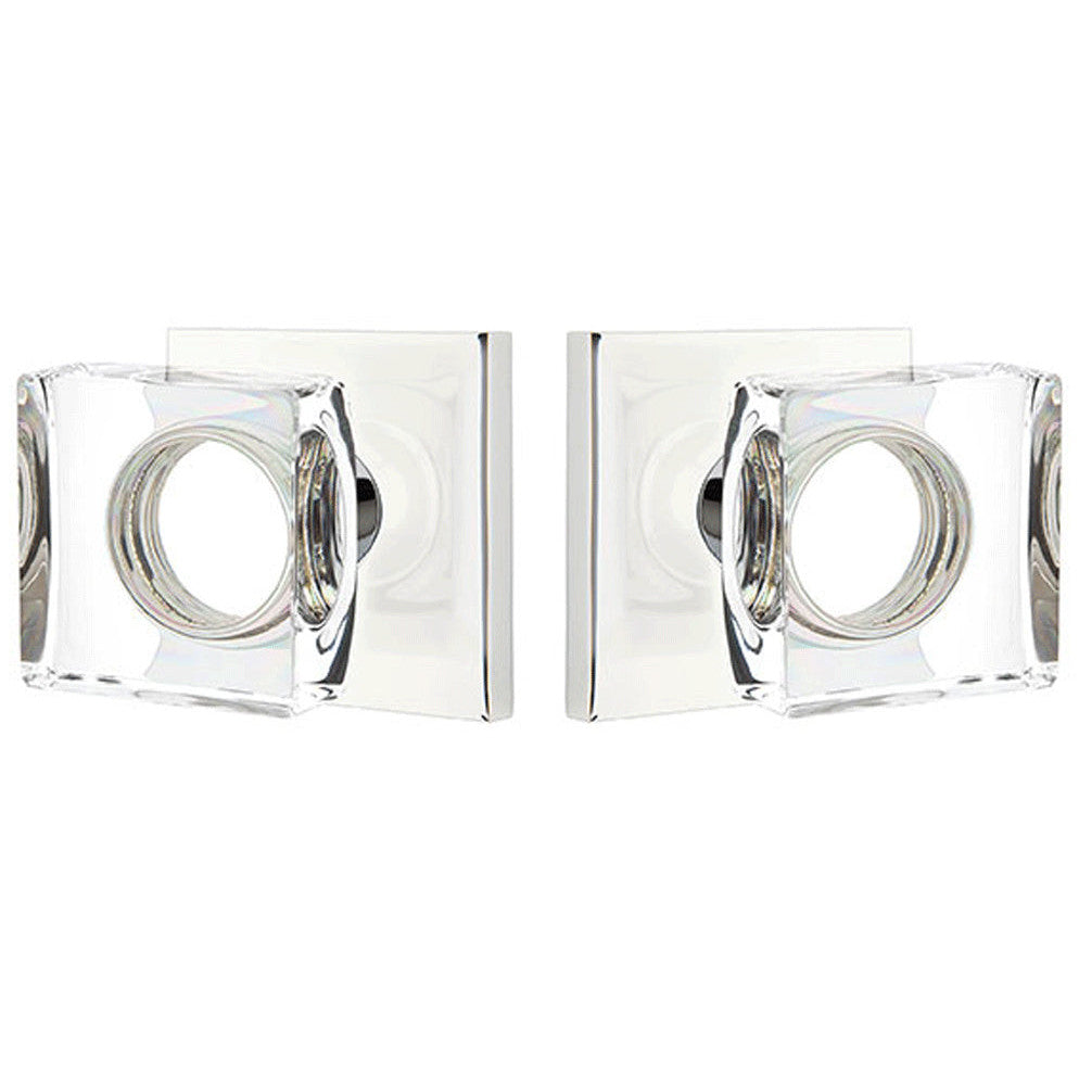 ##Antique Hardware## Modern Square Crystal Door Knob Set With Square Rosette (Several Finish Options)