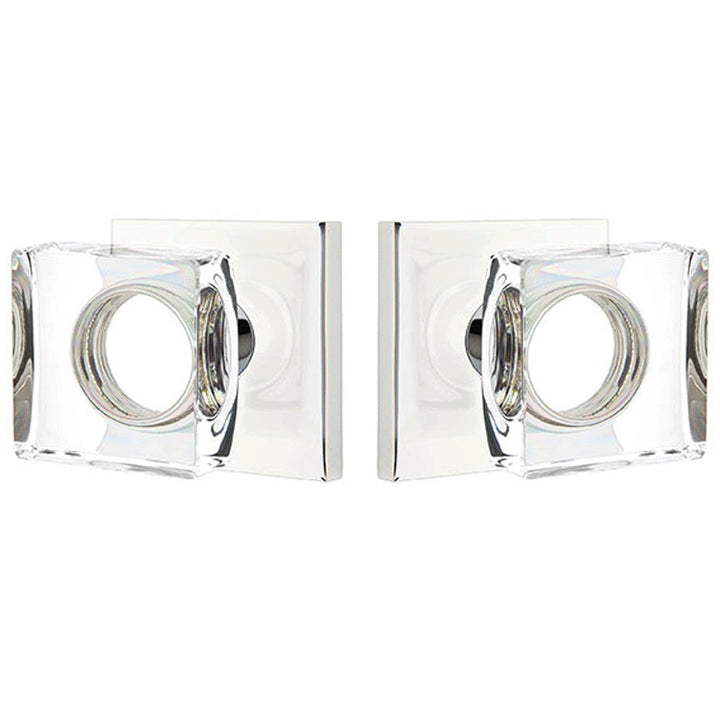 ##Antique Hardware## Modern Square Crystal Door Knob Set With Square Rosette (Several Finish Options)