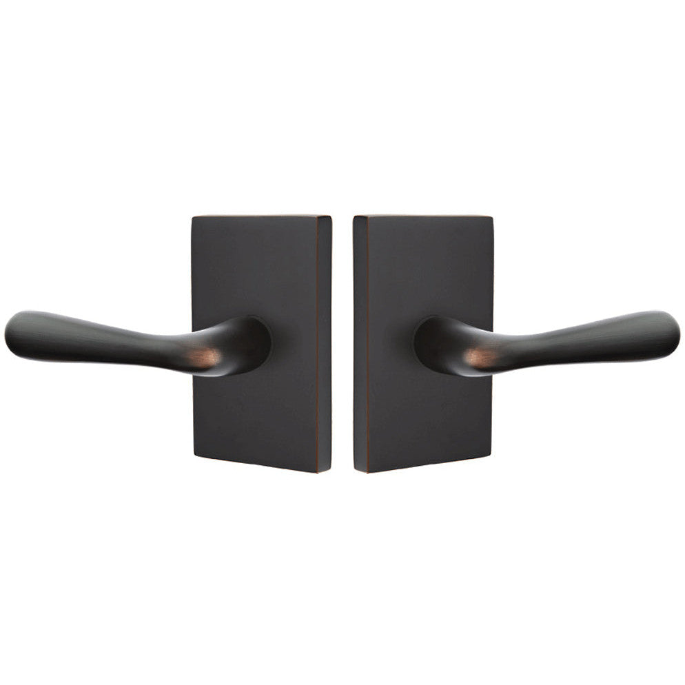 ##Antique Hardware## Emtek Solid Brass Basal Lever With Modern Rectangular Rosette (Several Finish Options)