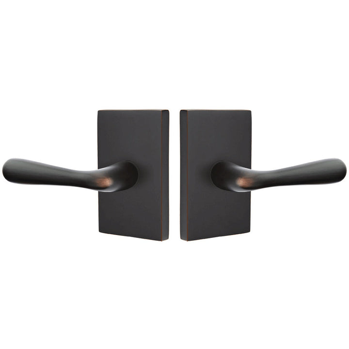 ##Antique Hardware## Emtek Solid Brass Basal Lever With Modern Rectangular Rosette (Several Finish Options)