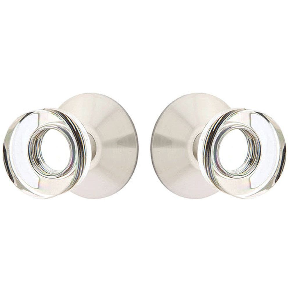 ##Antique Hardware## Modern Disc Crystal Door Knob Set With Modern Rosette (Several Finish Options)