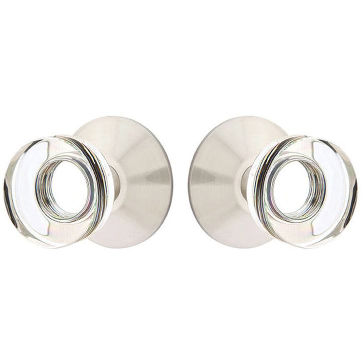 ##Antique Hardware## Modern Disc Crystal Door Knob Set With Modern Rosette (Several Finish Options)