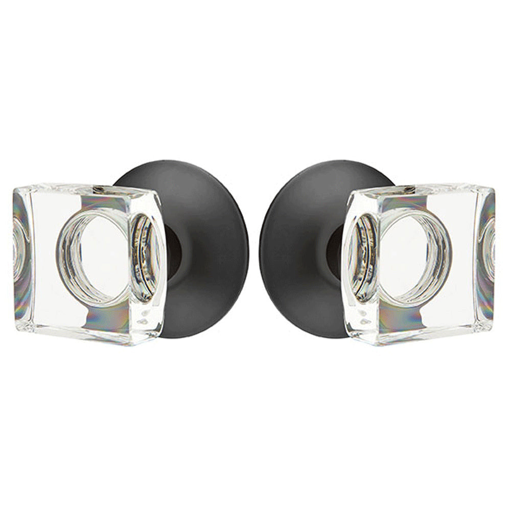 ##Antique Hardware## Modern Square Crystal Door Knob Set With Modern Rosette (Several Finish Options)