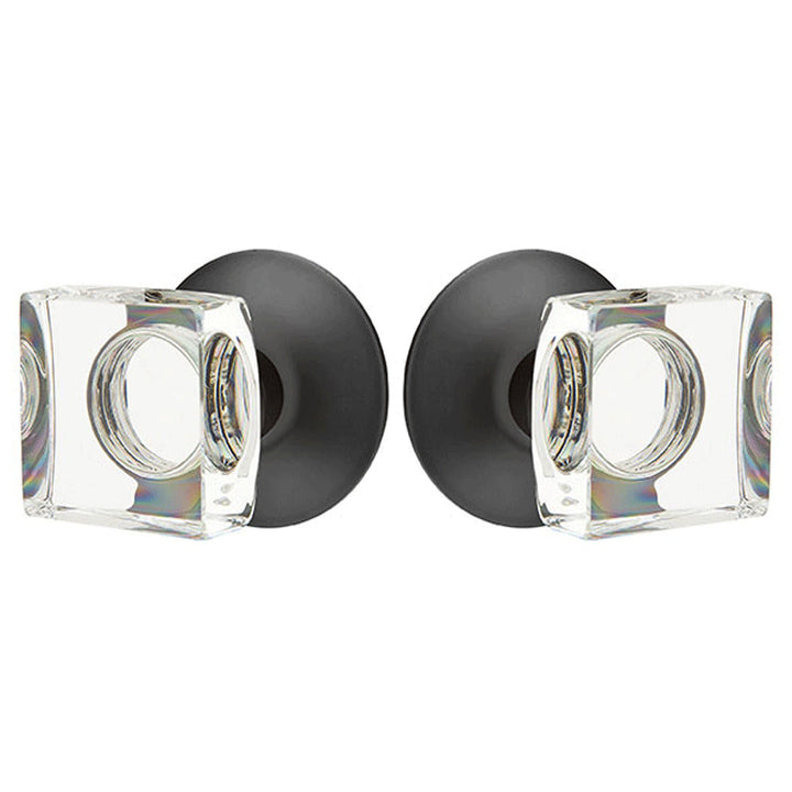 ##Antique Hardware## Modern Square Crystal Door Knob Set With Modern Rosette (Several Finish Options)