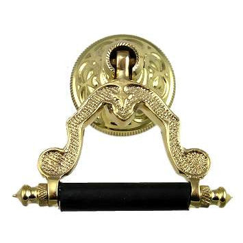 ##Antique Hardware## 2 3/4 Inch Solid Brass and Ebony Wood Temple Drop Pull