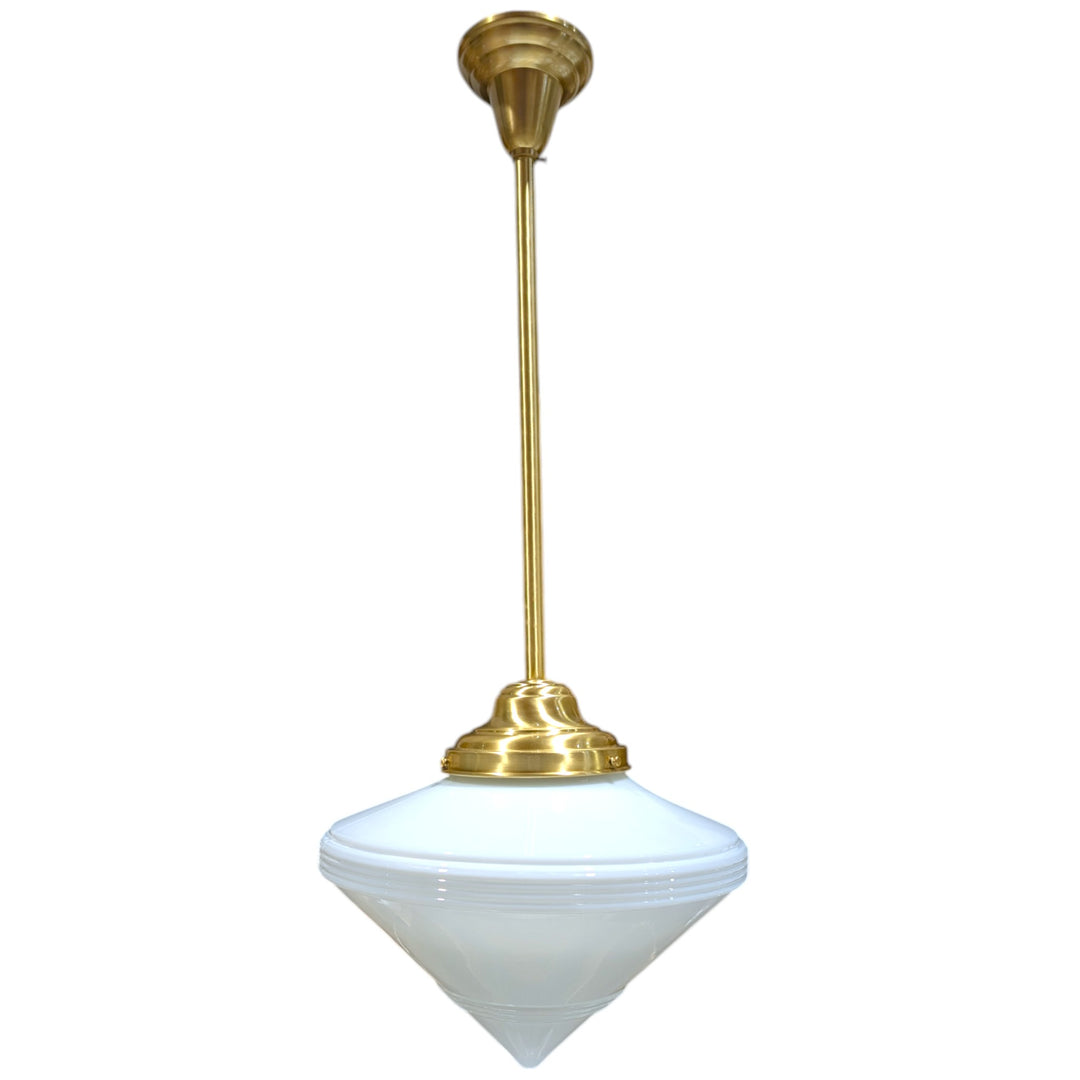 ##Antique Hardware## Large Art Deco Glass Rod Pendant Light (Several Finishes Available)