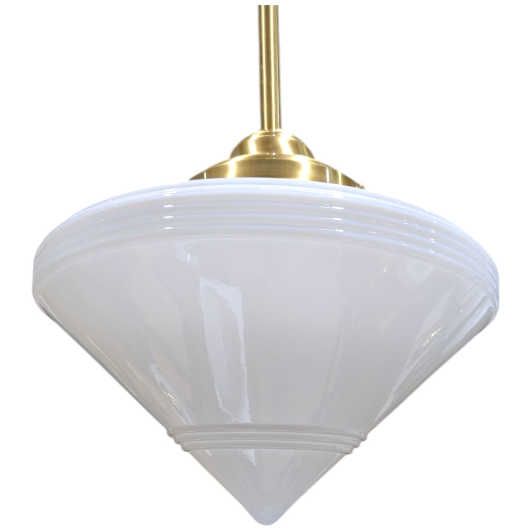 ##Antique Hardware## Large Art Deco Glass Rod Pendant Light (Several Finishes Available)