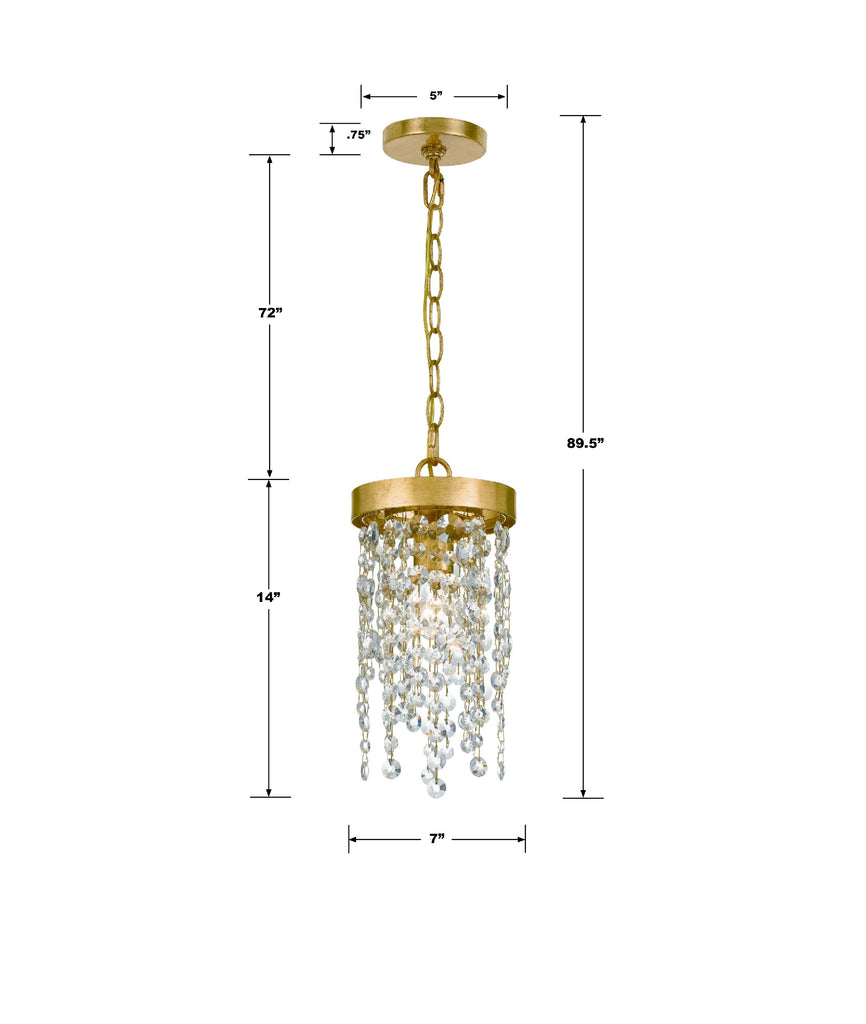 ##Antique Hardware## Winham 1 Light Antique Gold Crystal Mini Pendant