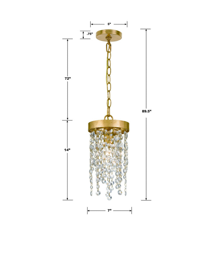 ##Antique Hardware## Winham 1 Light Antique Gold Crystal Mini Pendant