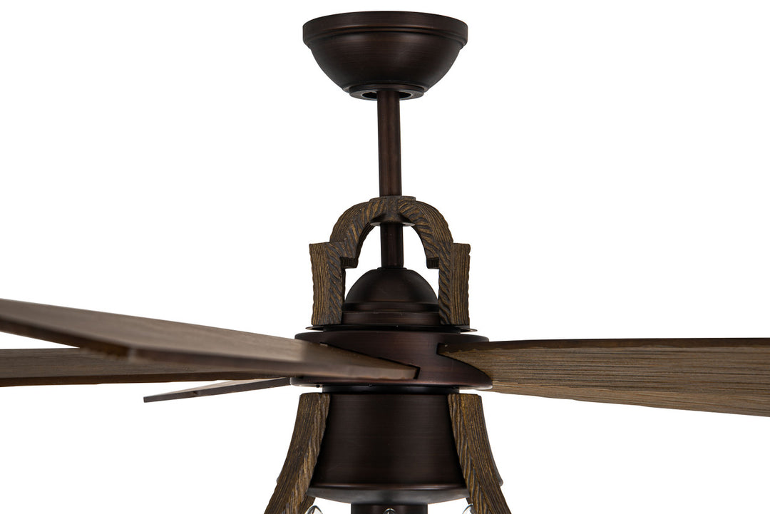 56" Winton in Aged Bronze Brushed w/ Weathered Pine Blades