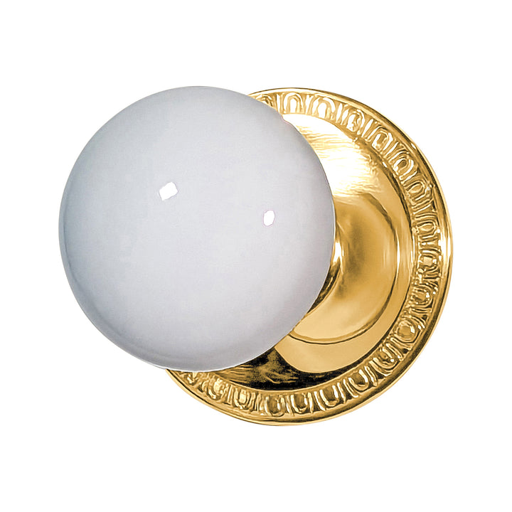 ##Antique Hardware## Egg & Dart Rosette Door Set with White Porcelain Door Knobs (Several Finishes Available)