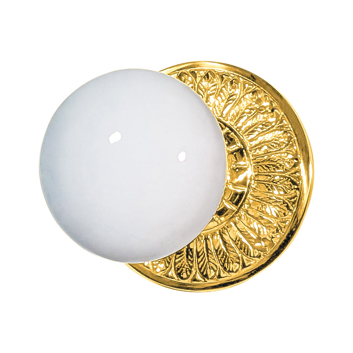 Feather Rosette Door Set with White Porcelain Door Knobs (Several Finishes Available)