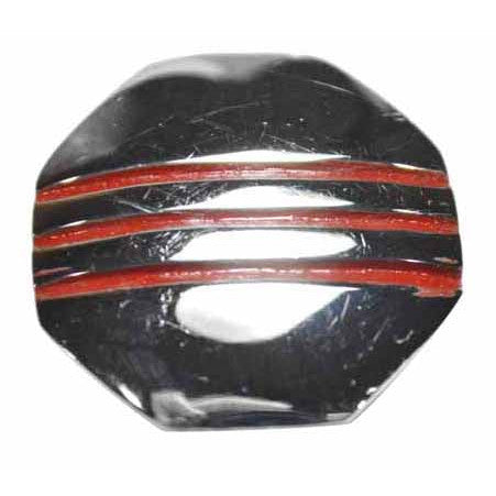 ##Antique Hardware## 1 Inch Triple Red Striped Octagon Solid Brass Cabinet and Furniture Knob