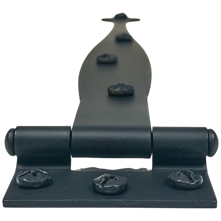 9 Inch Cast Iron Strap Hinge: Pair of Black Matte Iron Strap Hinges (Offset)