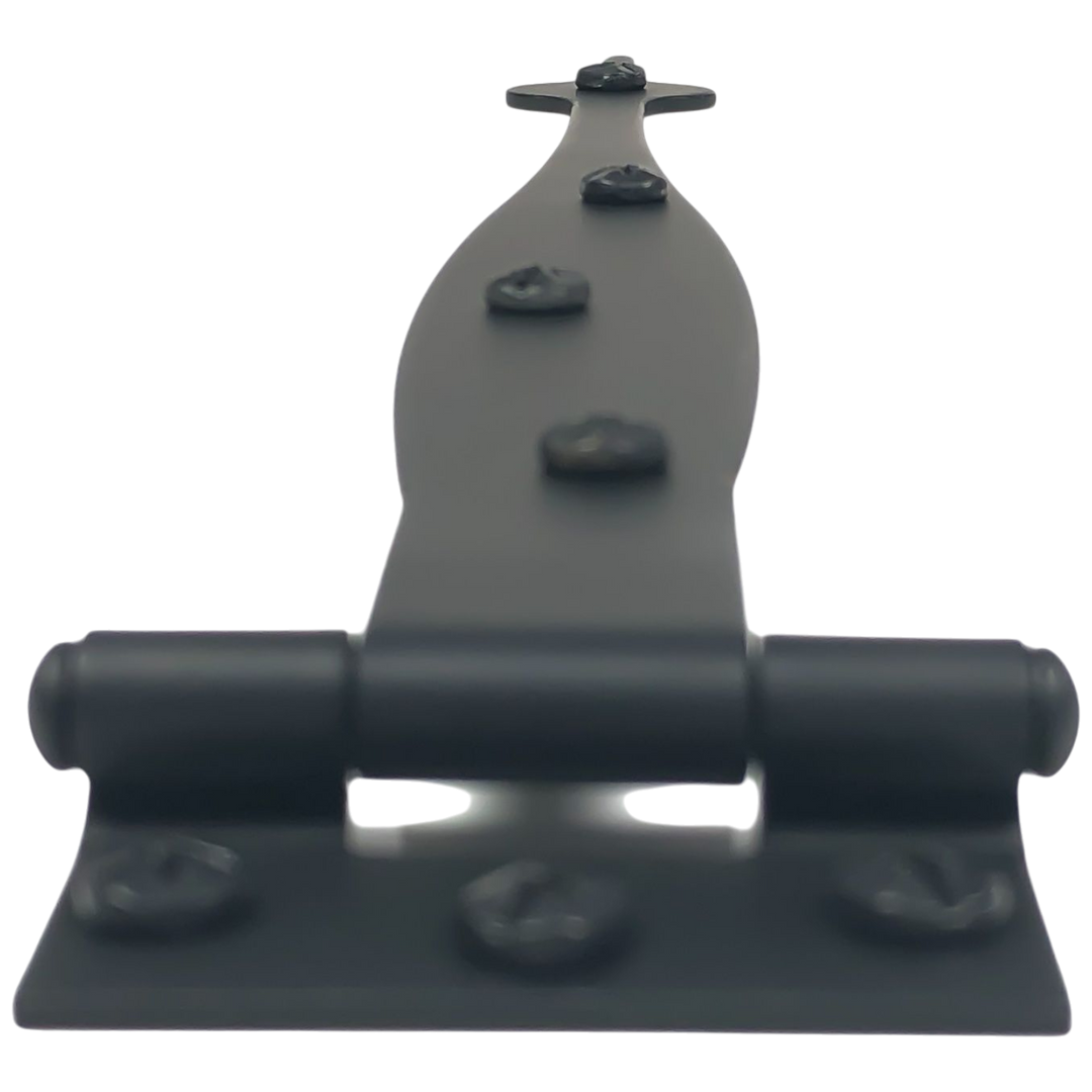 9 Inch Cast Iron Strap Hinge: Pair of Black Matte Iron Strap Hinges (Offset)