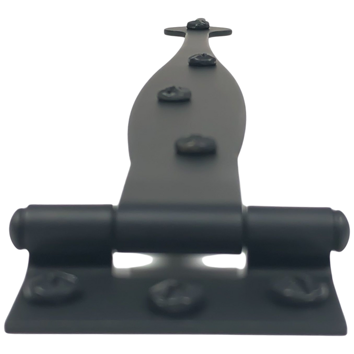 9 Inch Cast Iron Strap Hinge: Pair of Black Matte Iron Strap Hinges (Offset)
