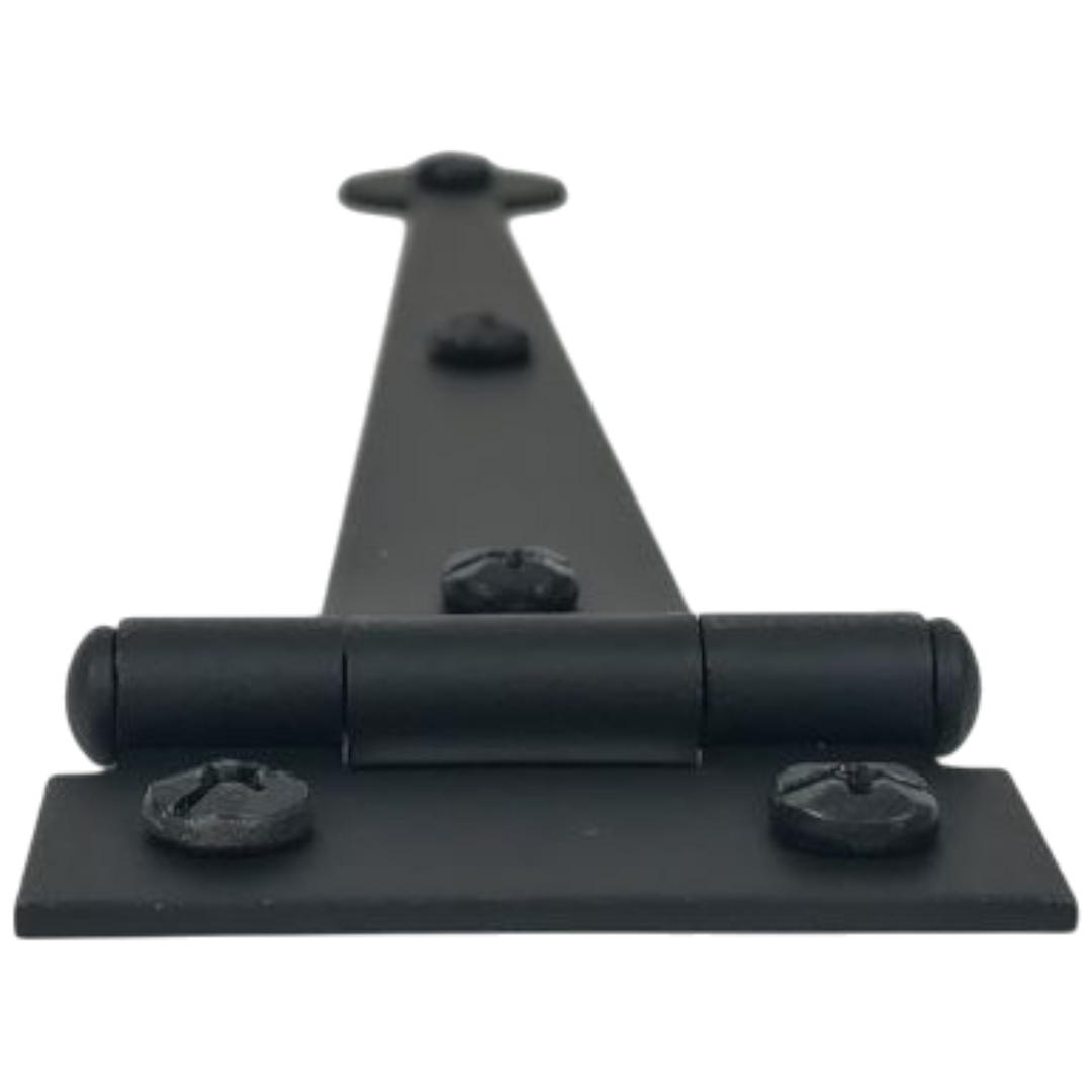 Pair 6 Inch Solid Smooth Iron Bean Tip Strap Hinges (Flush Mount)