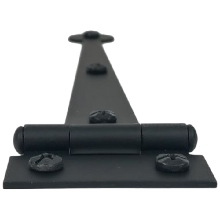 Pair 6 Inch Solid Smooth Iron Bean Tip Strap Hinges (Flush Mount)