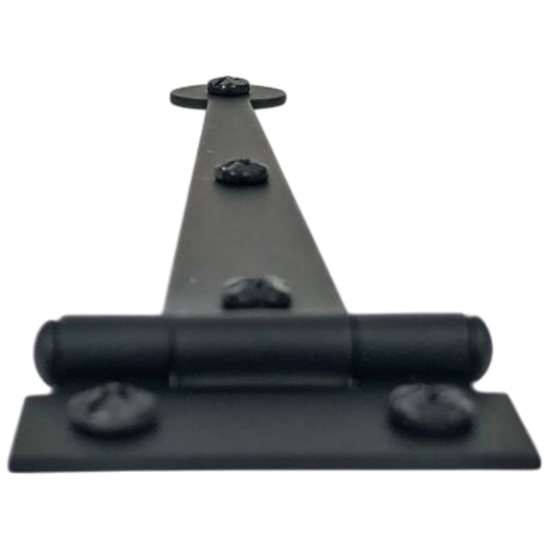 Pair 6 Inch Solid Smooth Iron Bean Tip Strap Hinges (Flush Mount)