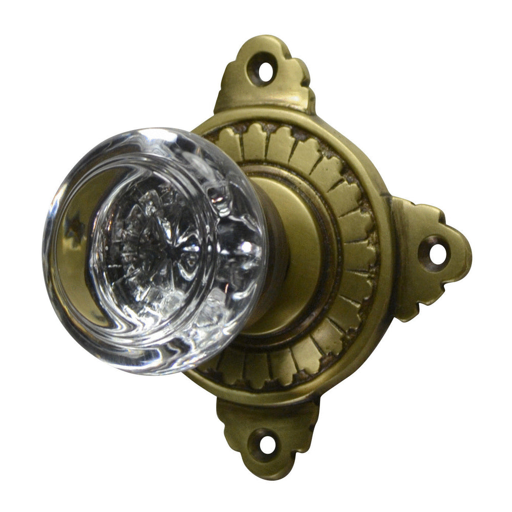 Antique Hardware Art Deco Door Set with Round Crystal Door Knobs (Several Finishes Available) VINTAGE GLASS DOOR KNOB