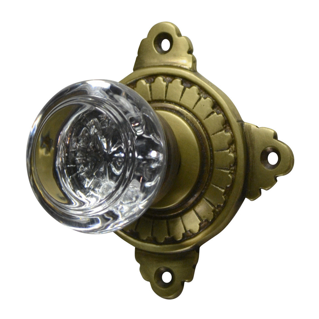 Antique Hardware Art Deco Door Set with Round Crystal Door Knobs (Several Finishes Available) VINTAGE GLASS DOOR KNOB