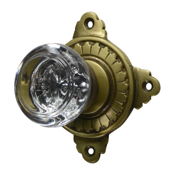 Antique Hardware Art Deco Door Set with Round Crystal Door Knobs (Several Finishes Available) VINTAGE GLASS DOOR KNOB