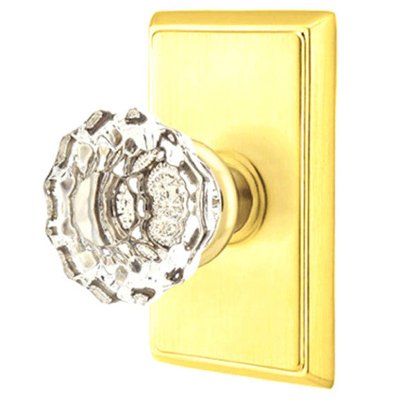 ##Antique Hardware## Emtek Crystal Astoria Door Knob Set With Rectangular Rosette (Several Finish Options)