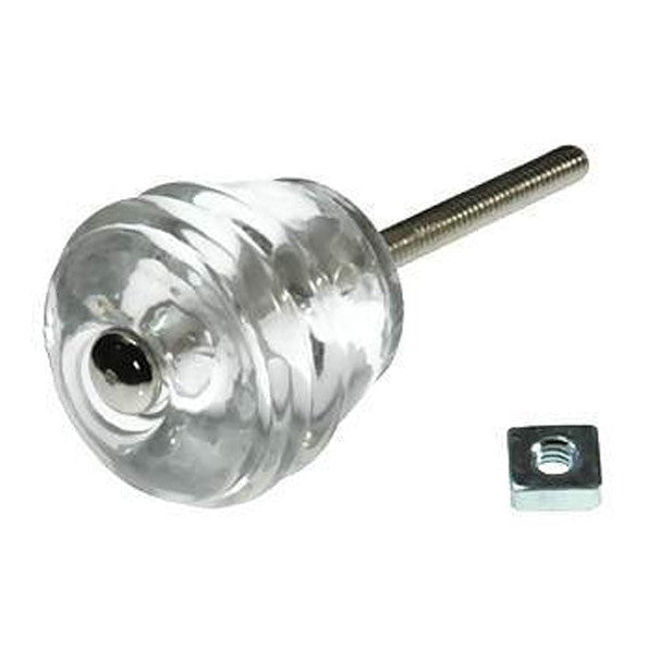 ##Antique Hardware## 1 1/8 Inch Art Deco Barrel Shape Glass Cabinet & Furniture Knobs