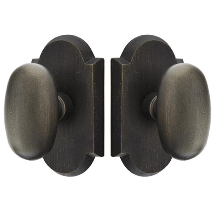 ##Antique Hardware## Solid Brass Sandcast Egg Door Knob Set With Arched Rosette (Several Finish Options)