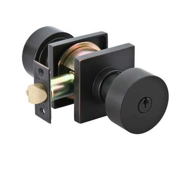 ##Antique Hardware## Emtek Solid Brass Round Key In Door Knob with Square Rosette (Several Finish Options)