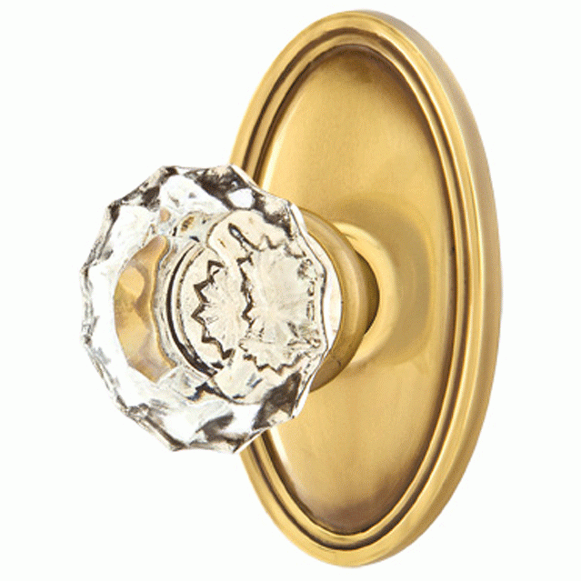 ##Antique Hardware## Crystal Astoria Door Knob Set With Oval Rosette (Several Finish Options)