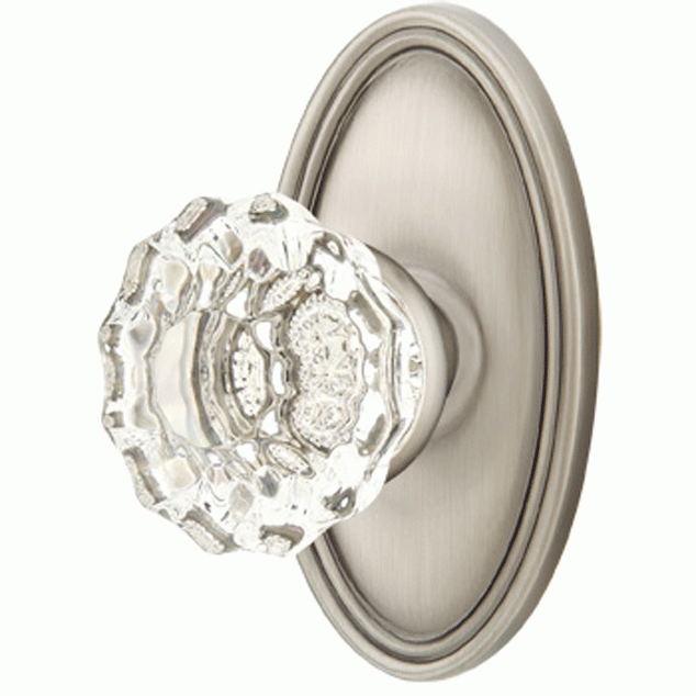 ##Antique Hardware## Crystal Astoria Door Knob Set With Oval Rosette (Several Finish Options)