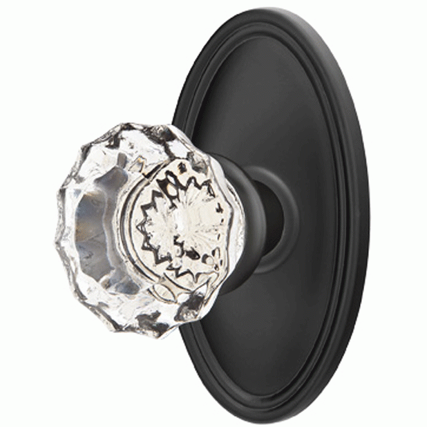 ##Antique Hardware## Crystal Astoria Door Knob Set With Oval Rosette (Several Finish Options)