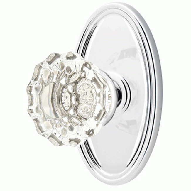 ##Antique Hardware## Crystal Astoria Door Knob Set With Oval Rosette (Several Finish Options)
