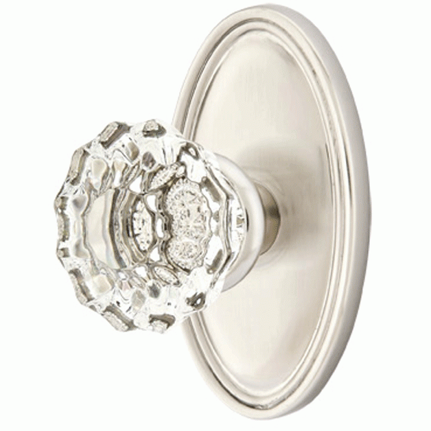 ##Antique Hardware## Crystal Astoria Door Knob Set With Oval Rosette (Several Finish Options)