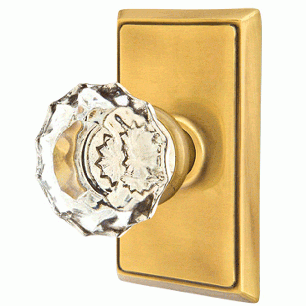##Antique Hardware## Emtek Crystal Astoria Door Knob Set With Rectangular Rosette (Several Finish Options)