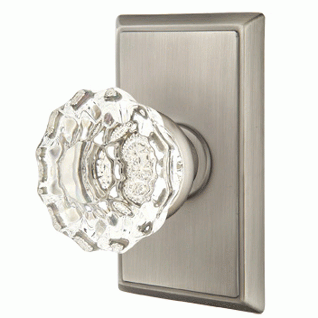 ##Antique Hardware## Emtek Crystal Astoria Door Knob Set With Rectangular Rosette (Several Finish Options)