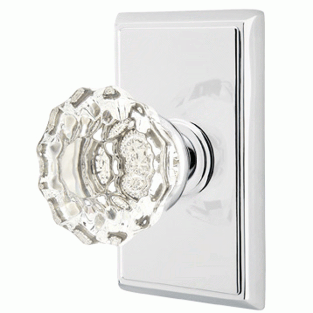 ##Antique Hardware## Emtek Crystal Astoria Door Knob Set With Rectangular Rosette (Several Finish Options)