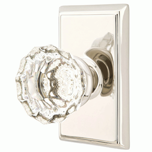 ##Antique Hardware## Emtek Crystal Astoria Door Knob Set With Rectangular Rosette (Several Finish Options)