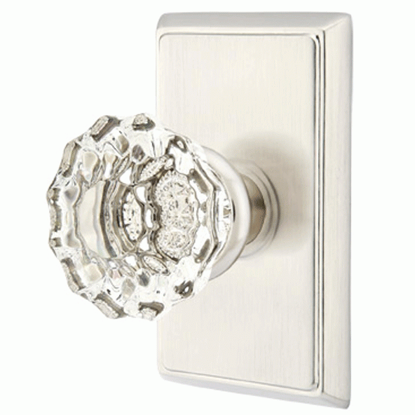 ##Antique Hardware## Emtek Crystal Astoria Door Knob Set With Rectangular Rosette (Several Finish Options)