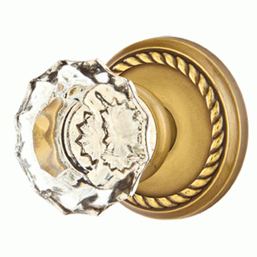 ##Antique Hardware## Crystal Astoria Door Knob Set With Rope Rosette (Several Finish Options)