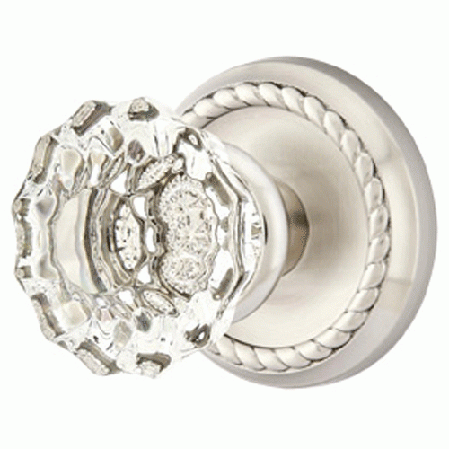 ##Antique Hardware## Crystal Astoria Door Knob Set With Rope Rosette (Several Finish Options)
