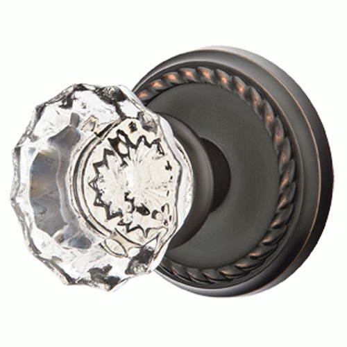 ##Antique Hardware## Crystal Astoria Door Knob Set With Rope Rosette (Several Finish Options)