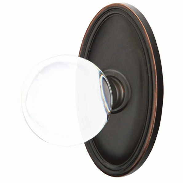 ##Antique Hardware## Crystal Bristol Door Knob Set With Oval Rosette (Several Finish Options)