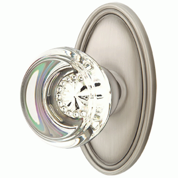 ##Antique Hardware## Emtek Crystal Georgetown Door Knob Set With Oval Rosette (Several Finishes Available)